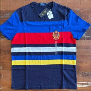 POLO Ralph Lauren Multicolor Striped Crest Pocket Tee!  NWTS  M
